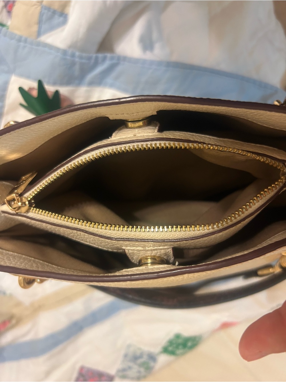 Coach Cammie Pebbled Leather Colorblock Chain Shoulder Bag Ivory Blush CA430 - Picture 13 of 14